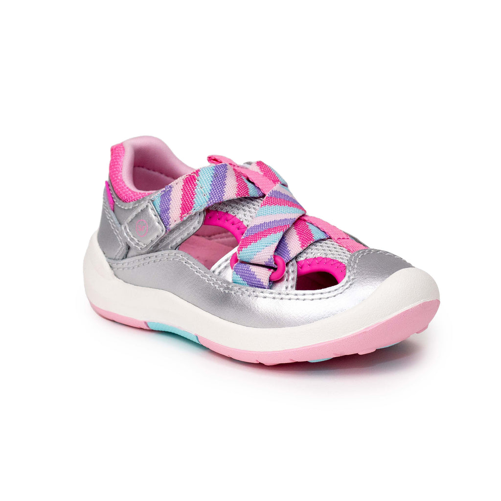 Start-rite Majestic Blue Pink Multi Canvas Velcro Girls Shoes