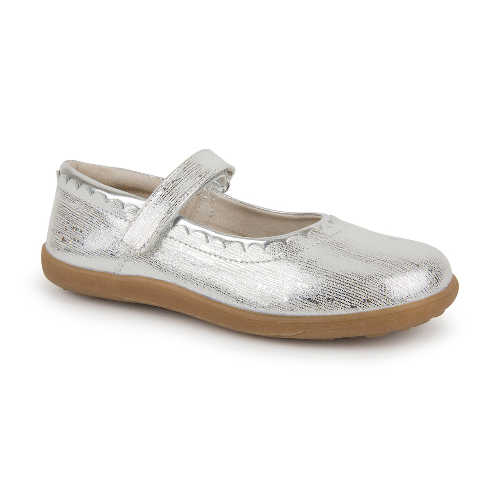 See Kai Run Jane Metallic Silver Youth Mary Jane GoldenBug